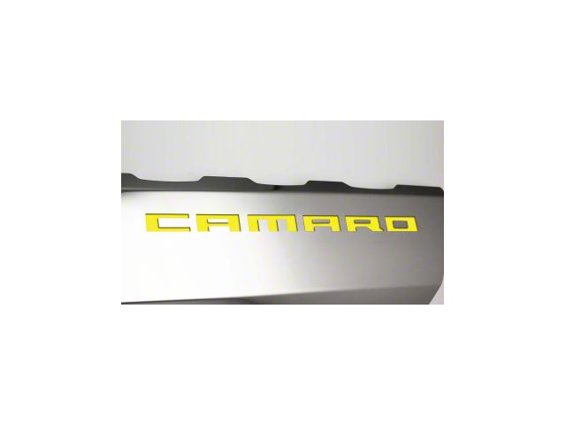 Fuel Rail Cover Overlays with SS Style Top Plates; Yellow Solid (16-24 Camaro SS)