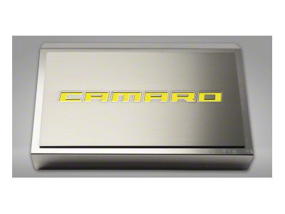 Fuse Box Cover with Brushed Camaro Top Plate; Solid Yellow (16-24 Camaro)