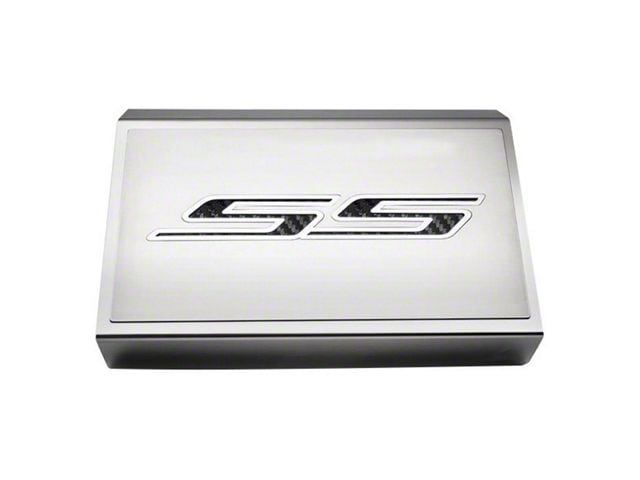 Fuse Box Cover with Brushed SS Top Plate; Black (16-24 Camaro SS)