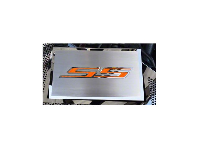 Fuse Box Cover with Brushed SS Top Plate; Orange Carbon Fiber (16-24 Camaro SS)