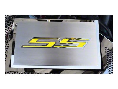 Fuse Box Cover with Brushed SS Top Plate; Yellow Solid (16-24 Camaro SS)