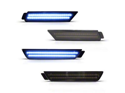 LED Side Markers; Blue; Smoked (10-15 Camaro)