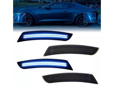 LED Side Markers; Blue; Smoked (16-24 Camaro)