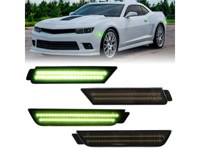 LED Side Markers; Green; Smoked (10-15 Camaro)