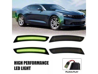 LED Side Markers; Lime Green; Smoked (16-24 Camaro)