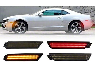 LED Side Markers; Red/Amber; Smoked (10-15 Camaro)