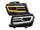 LED Strip Projector Headlights with Sequential Turn Signal; Glossy Black Housing; Smoked Lens (14-15 Camaro w/ Factory Halogen Headlights)