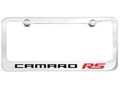 License Plate Frame with Camaro RS Logo; Chrome (Universal; Some Adaptation May Be Required)