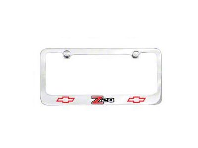 License Plate Frame with Z/28 Logo; Chrome (Universal; Some Adaptation May Be Required)