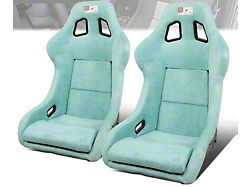 Microfiber Suede Large Racing Bucket Seats with Seat Sliders; Lake Blue (Universal; Some Adaptation May Be Required)