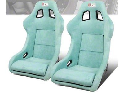 Microfiber Suede Large Racing Bucket Seats with Seat Sliders; Lake Blue (Universal; Some Adaptation May Be Required)