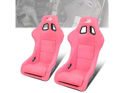 Microfiber Suede Medium Racing Bucket Seats with Seat Sliders; Pink (Universal; Some Adaptation May Be Required)