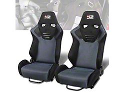 Microfiber Suede Racing Bucket Seats with Seat Sliders; Black/Blue (Universal; Some Adaptation May Be Required)