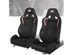 Microfiber Suede Racing Bucket Seats with Seat Sliders; Black (Universal; Some Adaptation May Be Required)