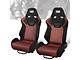 Microfiber Suede Racing Bucket Seats with Seat Sliders; Black/Red (Universal; Some Adaptation May Be Required)