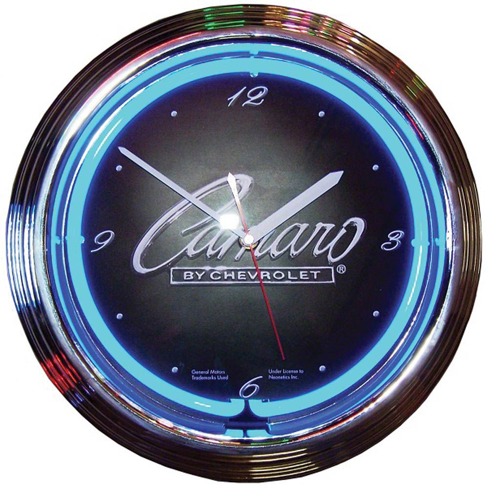 Camaro Neon Clock with Camaro By Chevrolet Logo - Free Shipping