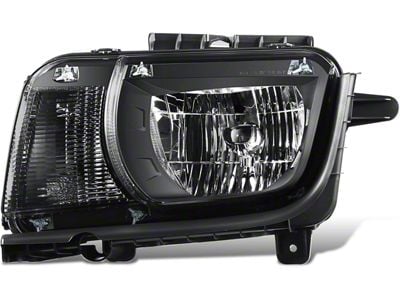 OE Style Halogen Headlight with Clear Corners; Black Housing; Clear Lens; Driver Side (10-13 Camaro w/ Factory Halogen Headlights)