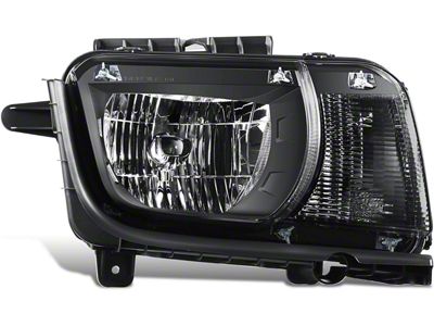 OE Style Halogen Headlight with Clear Corners; Black Housing; Clear Lens; Passenger Side (10-13 Camaro w/ Factory Halogen Headlights)