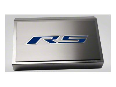 Polished Fuse Box Cover with Brushed RS Top Plate; Dark Blue Solid (16-24 Camaro LT w/ RS Package)