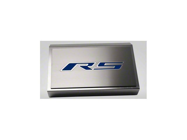 Polished Fuse Box Cover with Brushed RS Top Plate; Dark Blue Solid (16-24 Camaro LT w/ RS Package)