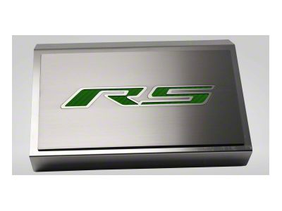 Polished Fuse Box Cover with Brushed RS Top Plate; Green Carbon Fiber (16-24 Camaro LT w/ RS Package)