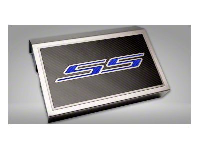 Polished Fuse Box Cover with Carbon Fiber SS Top Plate; Blue Carbon Fiber (16-24 Camaro SS)