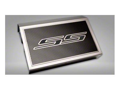 Polished Fuse Box Cover with Carbon Fiber SS Top Plate; Brushed Black (16-24 Camaro SS)