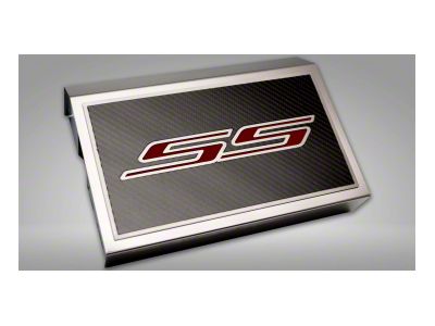 Polished Fuse Box Cover with Carbon Fiber SS Top Plate; Garnet Red (16-24 Camaro SS)
