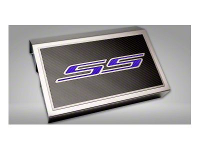 Polished Fuse Box Cover with Carbon Fiber SS Top Plate; Purple Carbon Fiber (16-24 Camaro SS)