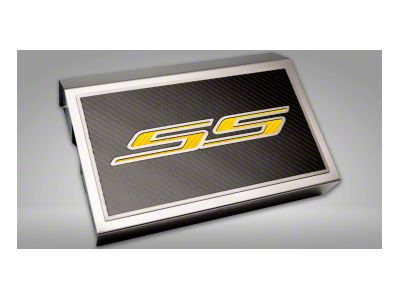 Polished Fuse Box Cover with Carbon Fiber SS Top Plate; Yellow Carbon Fiber (16-24 Camaro SS)