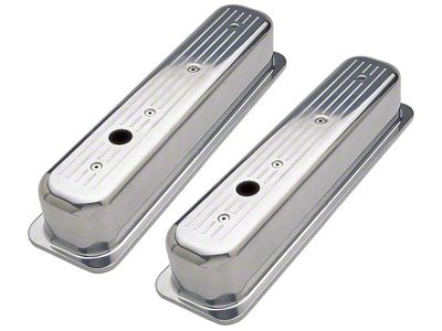 Tall Valve Covers; Polished Pinstripes (93-99 5.7L Camaro)