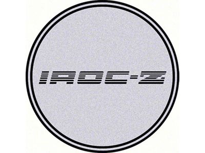 Wheel Center Cap Decal with IROC-Z Logo; 2-1/2-Inch; Black and Silver (93-02 Camaro)