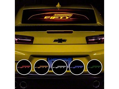 Wind Deflector with Camaro Badge Logo; Clear; White Lighting Kit (16-24 Camaro Coupe)