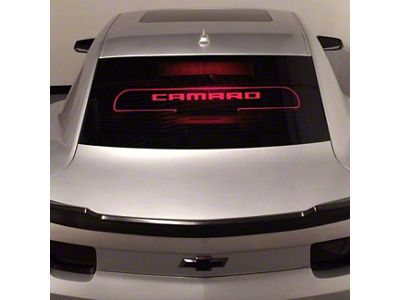 Wind Deflector with Camaro Logo; Clear; Red Lighting Kit (10-15 Camaro Coupe)