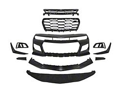 ZL1 1LE Style Front Bumper Conversion Kit; Primed Black (14-15 Camaro w/ Factory Halogen Headlights, Excluding RS & ZL1)