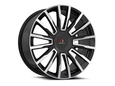 Cavallo CLV-47 Gloss Black and Machined Wheel; Rear Only; 24x9; 18mm Offset (10-15 Camaro, Excluding ZL1)