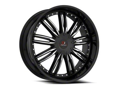 Cavallo CLV-54 Gloss Black and Machined Wheel; Rear Only; 24x9; 18mm Offset (10-15 Camaro, Excluding ZL1)