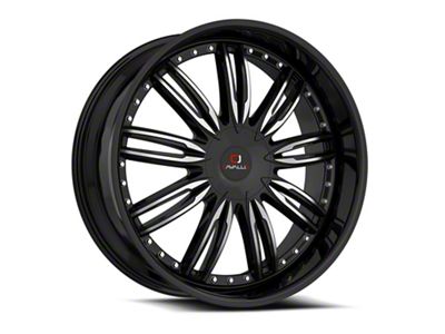 Cavallo CLV-54 Gloss Black and Machined Wheel; Rear Only; 24x9; 18mm Offset (16-24 Camaro, Excluding SS w/ 6-Piston Front Calipers & ZL1)