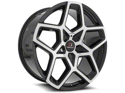 Cavallo CLV-25 Gloss Black and Machined Wheel; Rear Only; 22x9.5; 15mm Offset (08-23 RWD Challenger, Excluding SRT Hellcat & Widebody)