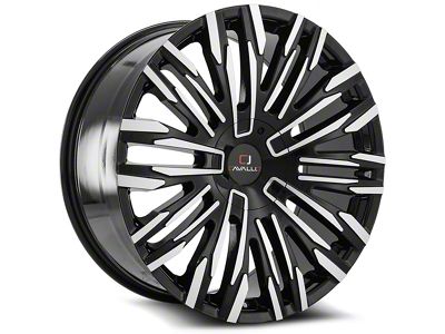 Cavallo CLV-28 Gloss Black and Machined Wheel; Rear Only; 22x9.5; 15mm Offset (08-23 RWD Challenger, Excluding SRT Hellcat & Widebody)