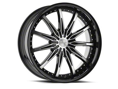 Cavallo CLV-35 Gloss Black and Machined Wheel; Rear Only; 22x9.5; 15mm Offset (08-23 RWD Challenger, Excluding SRT Hellcat & Widebody)