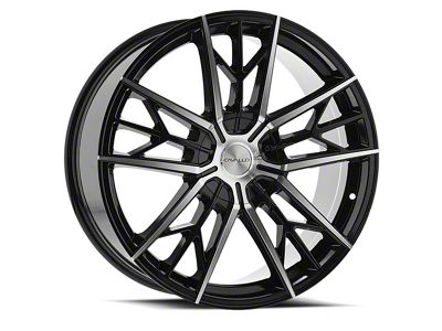 Cavallo CLV-39 Gloss Black and Machined Wheel; Rear Only; 22x9.5; 15mm Offset (08-23 RWD Challenger, Excluding SRT Hellcat & Widebody)