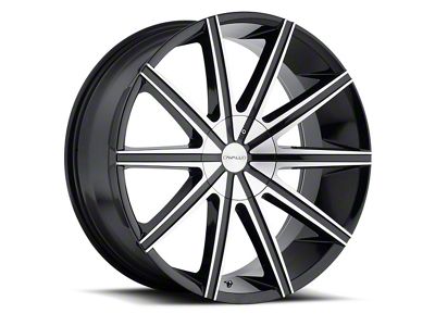 Cavallo CLV-9 Gloss Black and Machined Wheel; Rear Only; 22x9.5; 15mm Offset (08-23 RWD Challenger, Excluding SRT Hellcat & Widebody)