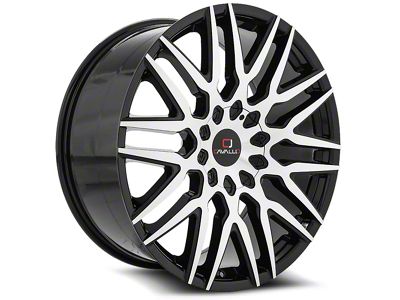 Cavallo CLV-24 Gloss Black and Machined Wheel; Rear Only; 22x9.5; 15mm Offset (11-23 RWD Charger, Excluding Widebody)