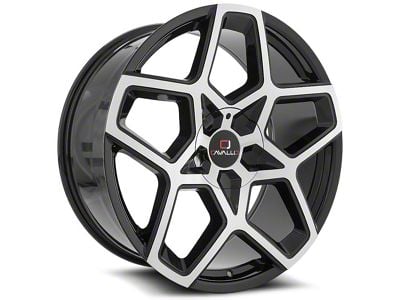 Cavallo CLV-25 Gloss Black and Machined Wheel; Rear Only; 22x9.5; 15mm Offset (11-23 RWD Charger, Excluding Widebody)