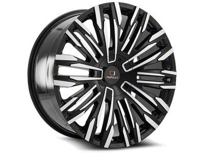 Cavallo CLV-28 Gloss Black and Machined Wheel; Rear Only; 22x9.5; 15mm Offset (11-23 RWD Charger, Excluding Widebody)