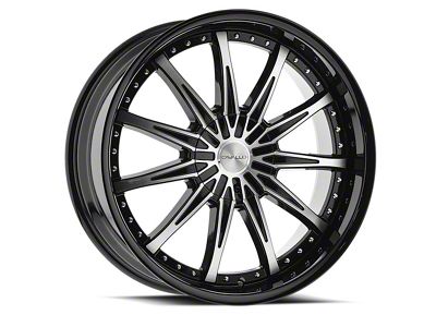 Cavallo CLV-35 Gloss Black and Machined Wheel; Rear Only; 22x9.5; 15mm Offset (11-23 RWD Charger, Excluding Widebody)