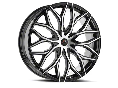 Cavallo CLV-37 Gloss Black and Machined Wheel; Rear Only; 24x9; 34mm Offset (11-23 Charger w/o Brembo Brakes)