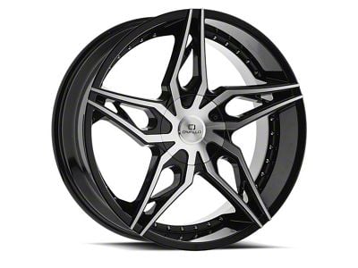 Cavallo CLV-38 Gloss Black and Machined Wheel; Rear Only; 22x9.5; 15mm Offset (11-23 RWD Charger, Excluding Widebody)