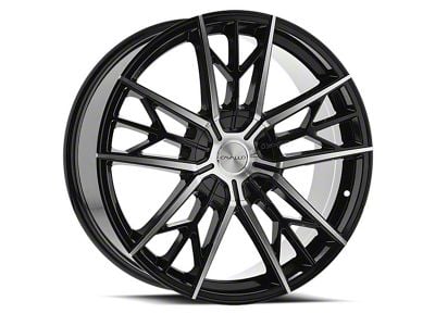 Cavallo CLV-39 Gloss Black and Machined Wheel; Rear Only; 22x9.5; 15mm Offset (11-23 RWD Charger, Excluding Widebody)